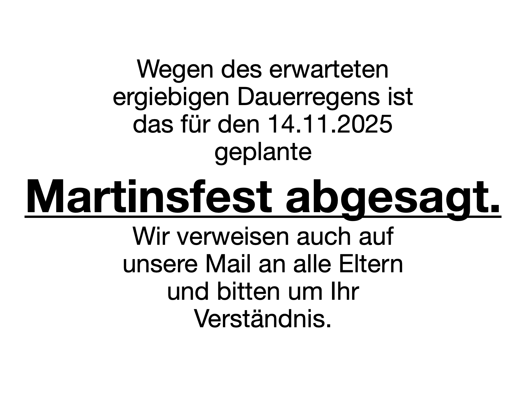 Martinsfest abgesagt